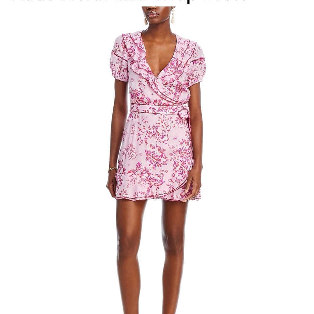 Poupette St. Barth Aude Floral Pink Wrap Dress